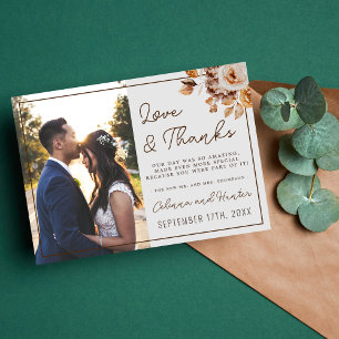 Vintage Floral Autumn Dried Flowers Thank You