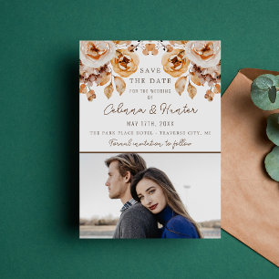 Vintage Floral Autumn Dried Flowers Wedding Save The Date