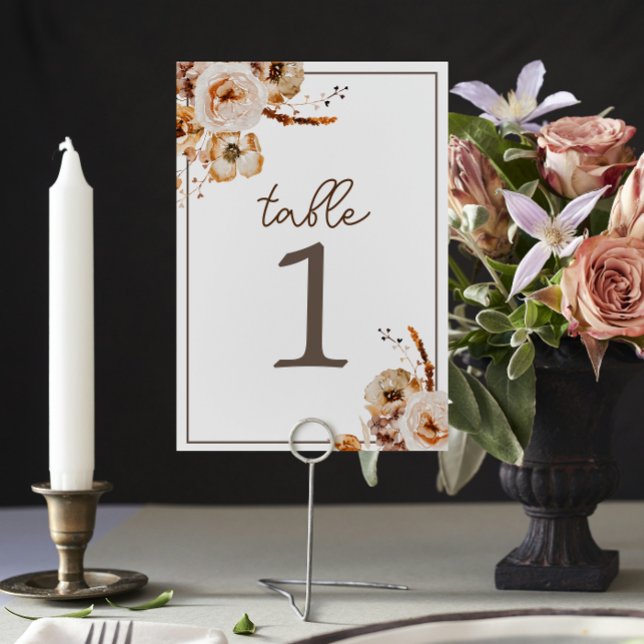 Vintage Floral Autumn Wedding Table Number (Creator Uploaded)
