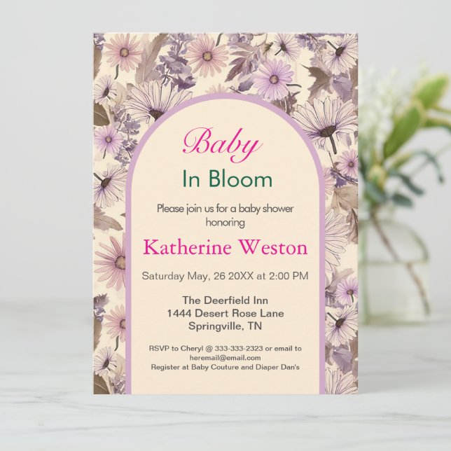Vintage Floral Baby Shower Invitation (Standing Front)