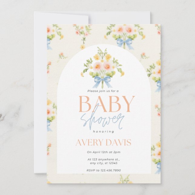 Vintage Floral Baby Shower Invitation (Front)