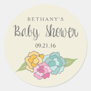 Vintage Floral Baby Shower Sticker Labels