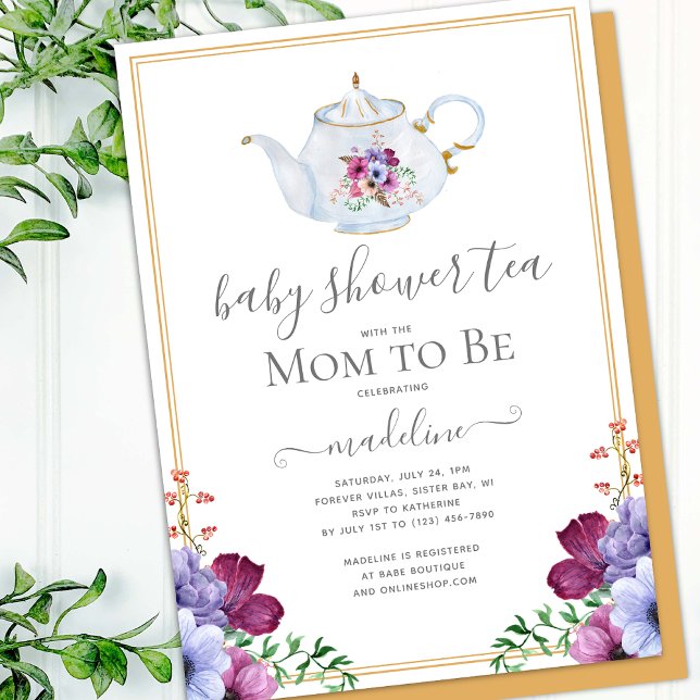 Vintage Floral Baby Shower Tea Party Invitation (Creator Uploaded)