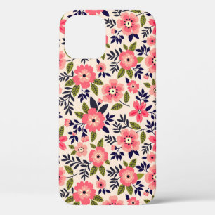 Vintage floral background, ditsy pink flowers. iPhone 12 case