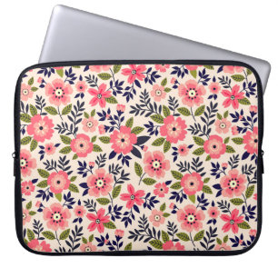 Vintage floral background, ditsy pink flowers. laptop sleeve