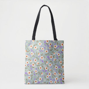 Vintage floral background. Floral pattern with sma Tote Bag