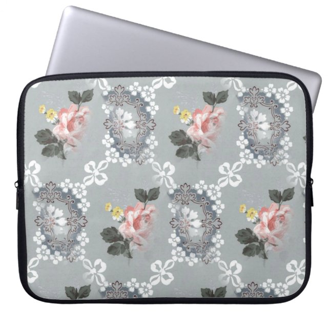 Vintage Floral Background Laptop Sleeve (Front)
