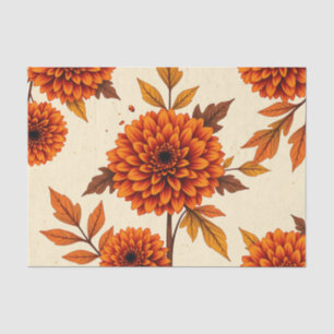 Vintage Floral Background with Marigolds and Oak Tissue Paper