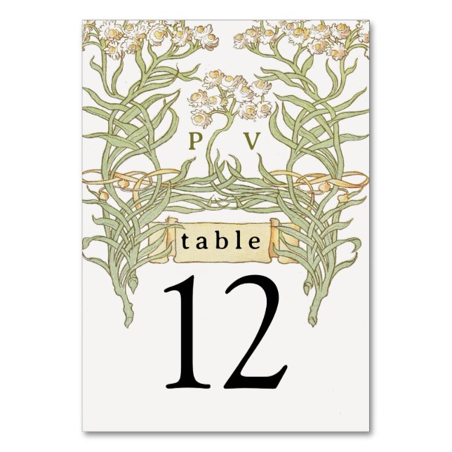 Vintage Floral Banner Table Number (Front)