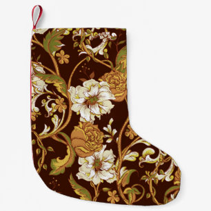 Vintage floral baroque: magnolias, roses pattern. small christmas stocking