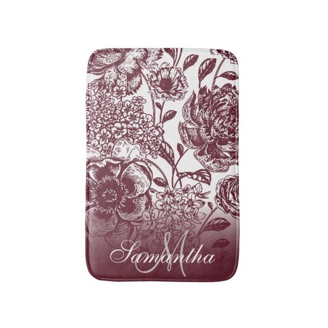 Vintage Floral Bath Mat (Front Vertical)