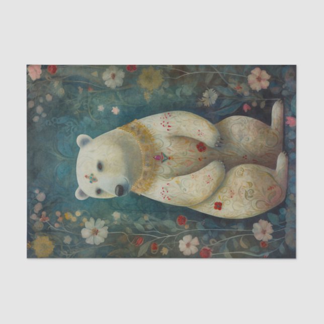 Vintage Floral Bear Tissue Paper (Front)