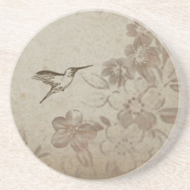 Vintage Floral Beige Coaster (Front)