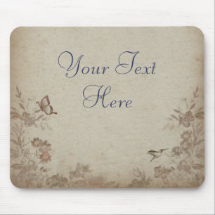 Vintage Floral Beige Mouse Mat