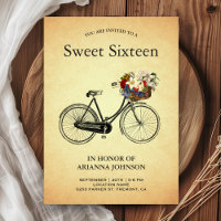 Vintage Floral Bicycle 16th Birthday Sweet Sixteen