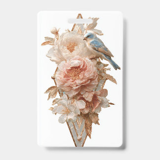 Vintage Floral Bird Badge* ID Badge
