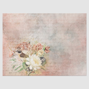Vintage Floral Bird Decoupage Tissue Paper