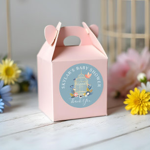 Vintage Floral Birdcage Baby Bird Shower Thank You Classic Round Sticker
