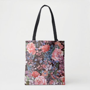 Vintage Floral Birds: Watercolor Elegance. Tote Bag
