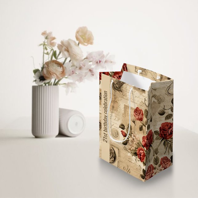 Vintage Floral Birthday Gift Bag (Creator Uploaded)