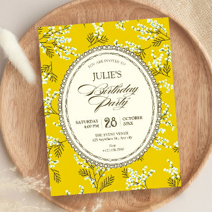 Vintage floral birthday invitation