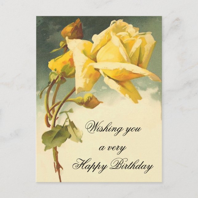 Vintage Floral Birthday Postcard (Front)