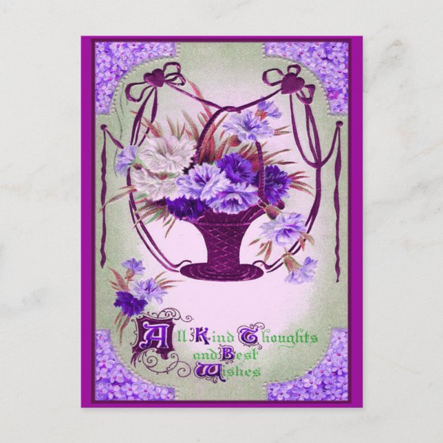 Vintage Floral Birthday Postcard (Front)