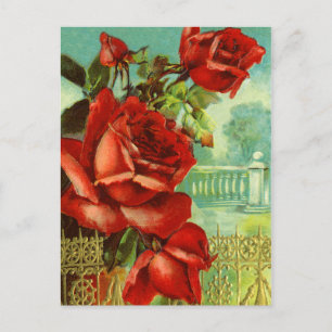 Vintage Floral Birthday Postcard