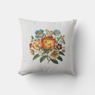 Vintage Floral Birthday Throw Pillow Elegant Botan