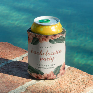 Vintage Floral Black Bachelorette Party Can Cooler