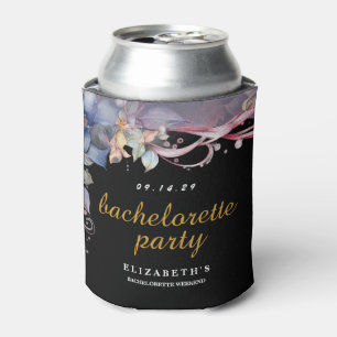 Vintage Floral Black Bachelorette Party Can Cooler