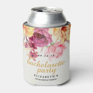 Vintage Floral Black Bachelorette Party Can Cooler