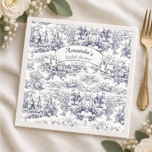 Vintage floral black toile de jouy Bridal shower Napkin