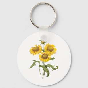 Vintage Floral Blanket Flower Sunflower by Redoute Key Ring