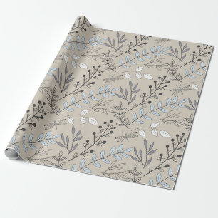 Vintage Floral Blooms and Dragonflies Wrapping Paper