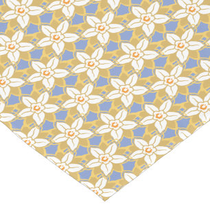 Vintage Floral blue and yellow Jonquil pattern Short Table Runner