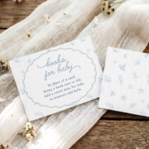 Vintage Floral Blue Books for Baby Baby Shower Enclosure Card