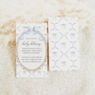 Vintage Floral Blue Bows Boy Baby Library Enclosure Card