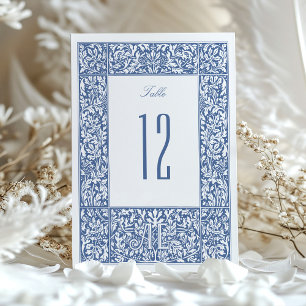 Vintage Floral Blue Morris Table Number Cards