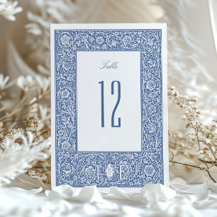 Vintage Floral Blue Morris Table Number Cards