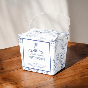 Vintage Floral Blue Ornament Thank You Baby Shower Favour Box