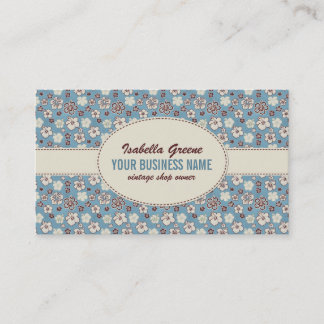 Vintage Floral Blue Pattern Business Card