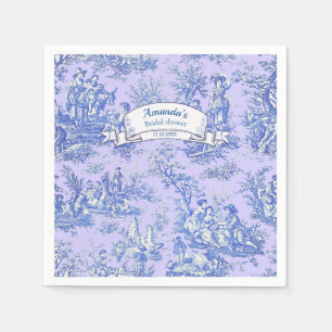 Vintage floral blue purple toile de jouy  napkin