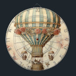Vintage Floral Blue Stripe  Hot Air Balloon Dartboard<br><div class="desc">"Our design offers a unique and evocative piece of art that transcends time for enthusiasts of history, aviation, or simply those who appreciate the allure of the past. Immerse yourself in the romance of yesteryears with our vintage floral hot air balloon, a testament to the enduring charm of days gone...</div>