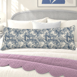 Vintage floral Blue toile de jouy Body Cushion