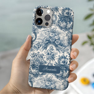 Vintage floral Blue toile de jouy monogram Case-Mate iPhone 14 Case