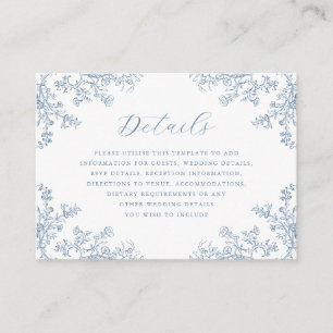 Vintage Floral Blue Wedding Details  Enclosure Card