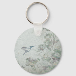 Vintage Floral Blue Wedding Key Ring