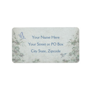 Vintage Floral Blue Wedding Label