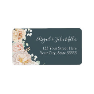 Vintage Floral Blue Wedding RSVP Address Labels